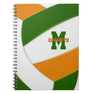 green orange team colours girls boys volleyball notebook