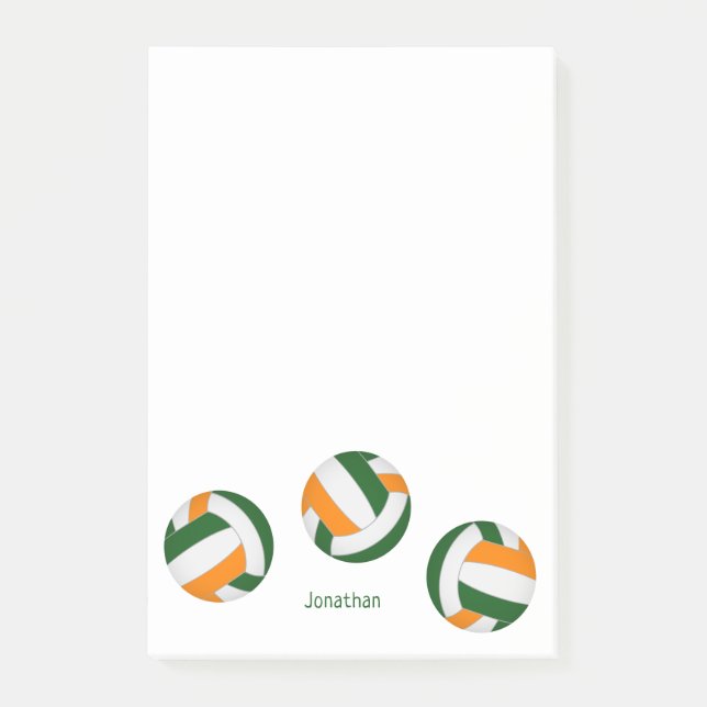 green orange team colours volleyballs w player nam post-it notes (Front)