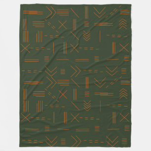 Green orange Terracotta Gorgeous Geometric Pattern Fleece Blanket