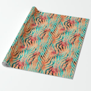 Green & Orange Tiger Stripes Wrapping Paper