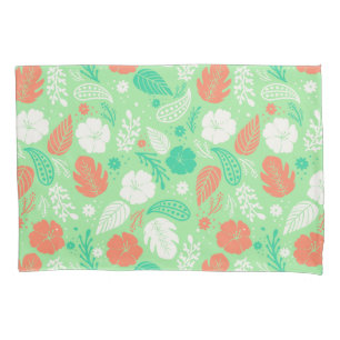 Green & Orange Tropical Foliage Pattern Pillowcase