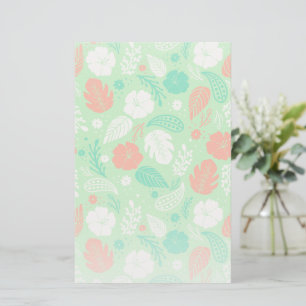 Green & Orange Tropical Foliage Pattern Stationery