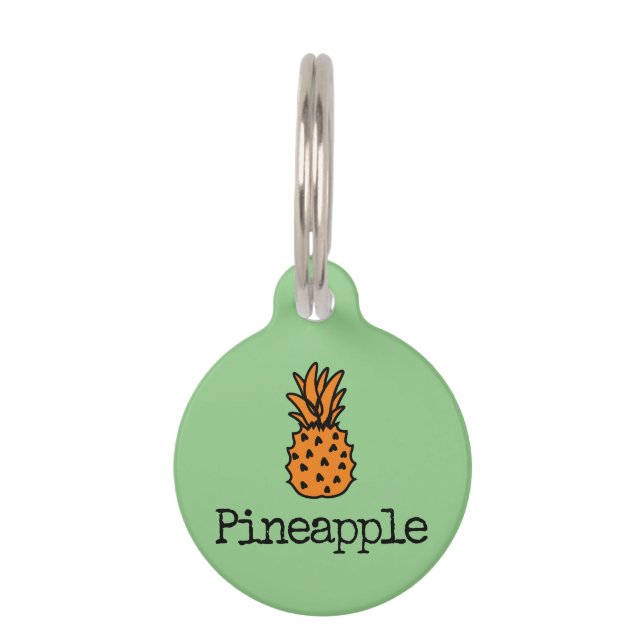 Green Orange Tropical Fruit Pineapple Pet Tag (Front)