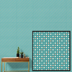 Green Orange White Stars Geometric  on Green Wallpaper
