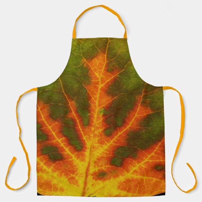 Green Orange & Yellow Aspen Leaf #1 Apron (Front)