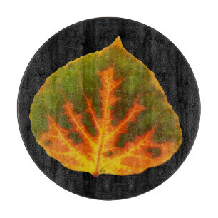 Green Orange & Yellow Aspen Leaf #1 Cutting Board