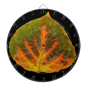 Green Orange & Yellow Aspen Leaf #1 Dartboard