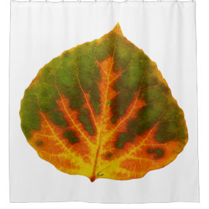 Green Orange & Yellow Aspen Leaf #1 Shower Curtain