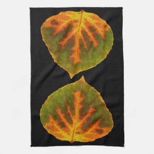 Green Orange & Yellow Aspen Leaf #1 Tea Towel