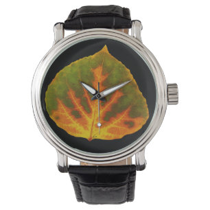 Green Orange & Yellow Aspen Leaf #1 Watch
