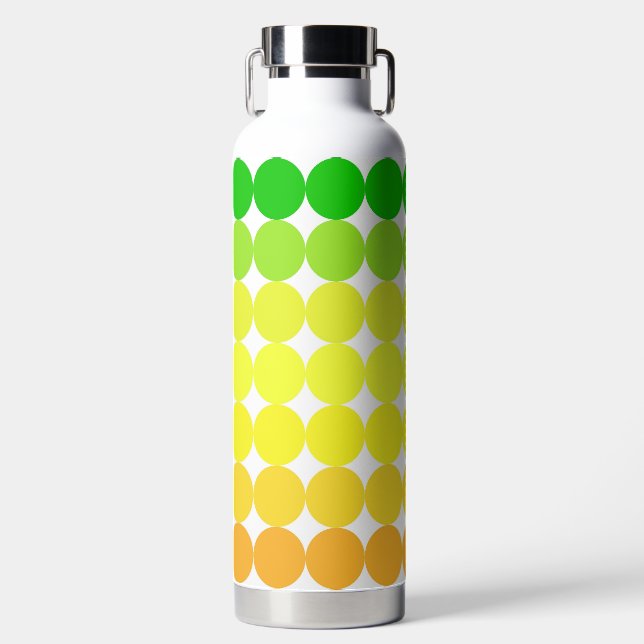 GREEN ORANGE YELLOW GEOMETRIC PATTERNS WATER BOTTLE (Front)