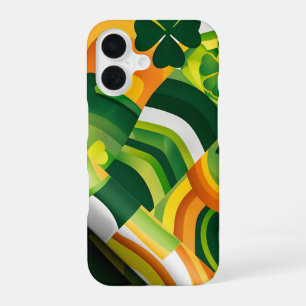 GREEN ORANGE YELLOW IRISH ABSTRACT PATTERNS iPhone 16 CASE