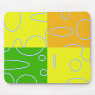 Green Orange Yellow Loops Geometric Mouse Mat