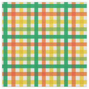 Green, Orange & Yellow Mexican Fiesta Plaid Tartan Fabric