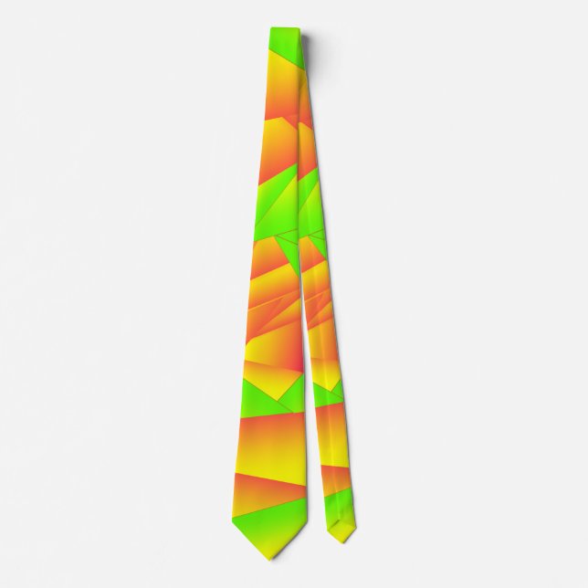 Green Orange Yellow Ombre Abyss Abstract Art Tie (Front)