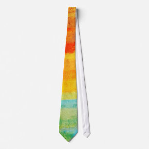 Green Orange Yellow Red Abstract Painting Tie