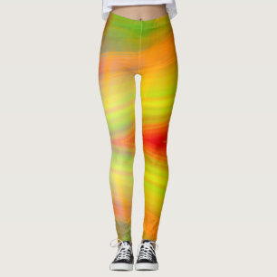 Green orange yellow red light bands abstract photo leggings