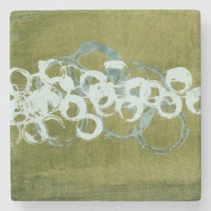 Green Orbs I Stone Coaster