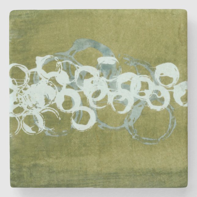 Green Orbs I Stone Coaster (Front)