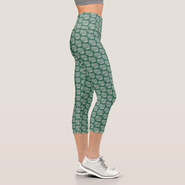 Green Orbs of Interference Capri Leggings (Right)