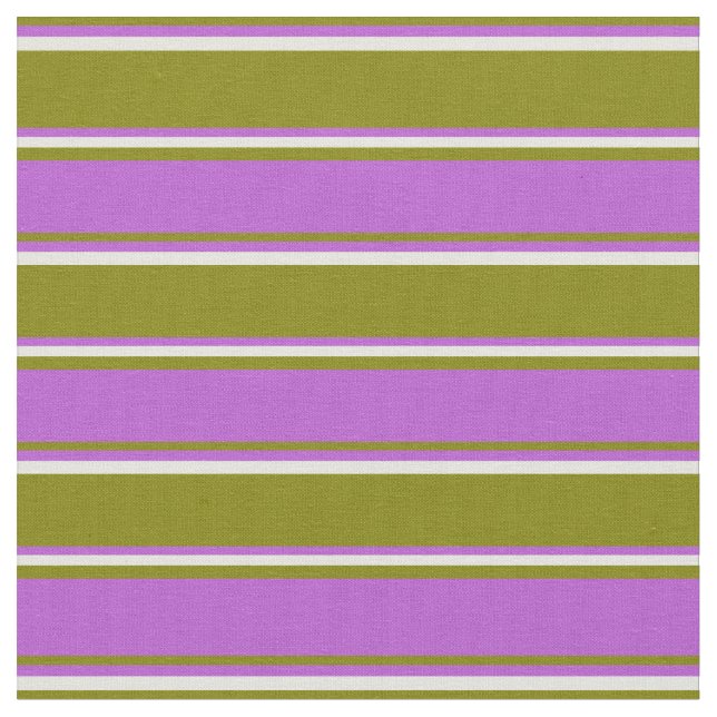 Green, Orchid, and Beige Coloured Striped Pattern Fabric (Close Up)