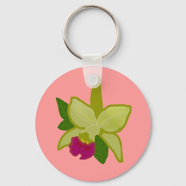Green Orchid key chain (Front)