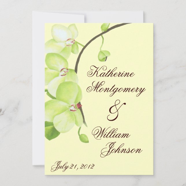 Green orchid wedding invitation (Front)
