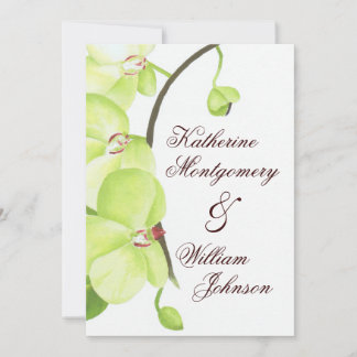 Green orchid wedding invitation