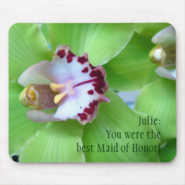 Green Orchids - your text Mouse Mat (Front)