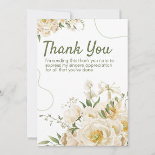 Green Organic Floral Thank You Card