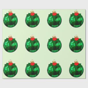 Green Ornament on Light Green Wrapping Paper