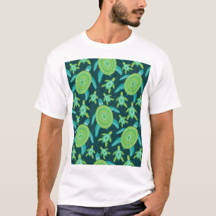 Green ornament turtles: vintage pattern. T-Shirt