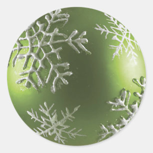 Green Ornament with Snowflakes Sticker