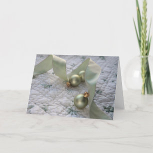 green ornaments and ribbon greeting card