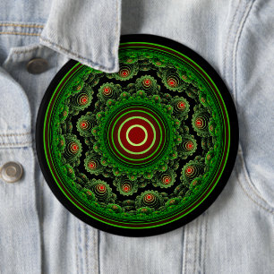 Green ornate natural fractal round ornament 6 cm round badge