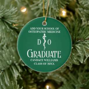Green Osteopathic Medical School Graduation Ceramic Tree Decoration