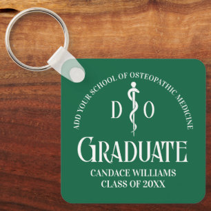 Green Osteopathic Medical School Graduation Gift Key Ring