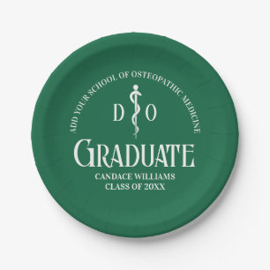 Green Osteopathic Medical School Graduation Party Paper Plate
