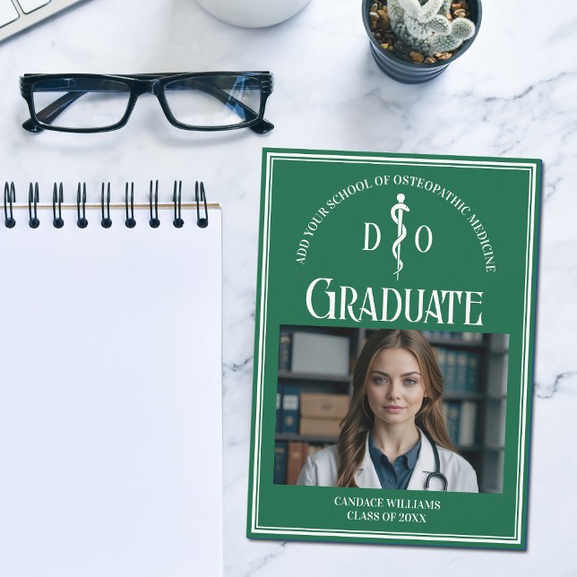 Green Osteopathic Medical School Graduation Photo Announcement (Creator Uploaded)