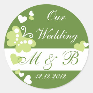 Green Our Wedding Monogram Sticker