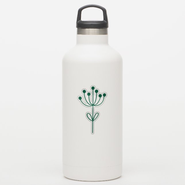 Green Outline Floral Design Transparent Custom Cut (Waterbottle)