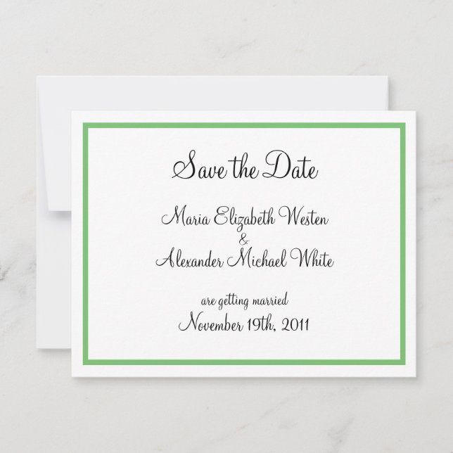 Green Outline Save the Date Announcements (Front)