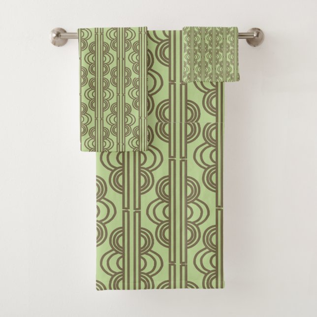 Green Oval Chains  Bath Towel Set (Insitu)