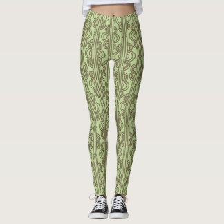 Green Oval Chains  Leggings