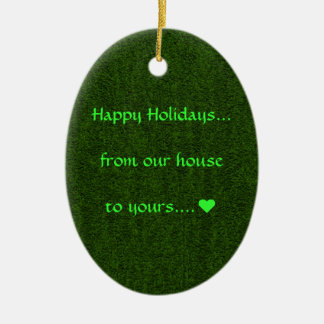 Green Oval Happy Holidays Ornament
