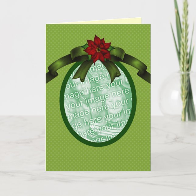 Green Oval Photo Christmas Card (Front)