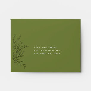 Green Overflowing Bouquet RSVP Return Address Envelope