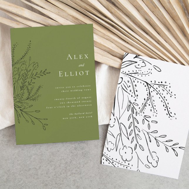 Green Overflowing Bouquet Wedding Invitation (Creator Uploaded)