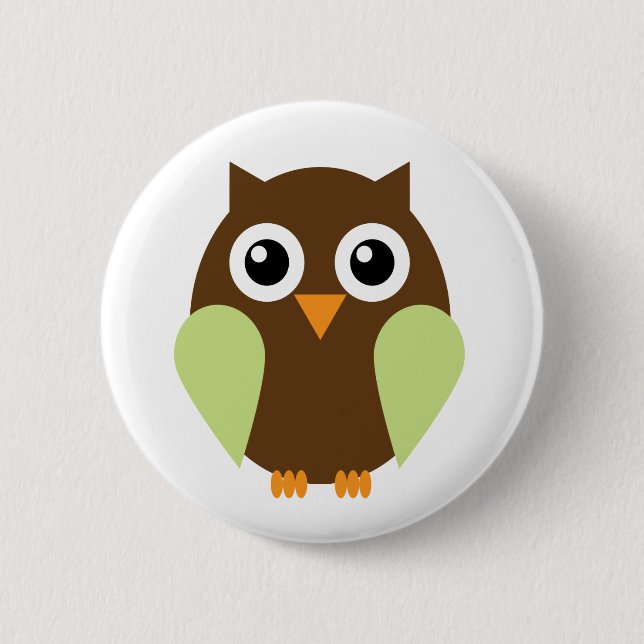Green Owl 6 Cm Round Badge (Front)