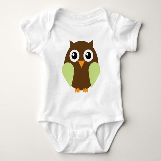 Green Owl Baby Bodysuit (Front)